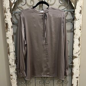 Chico's Elegant Satin Blouse in Taupe